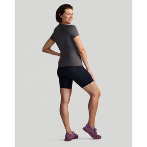 T-shirt de compression d'été pour femme, coupe ajustée, imprimé, col rond, manches courtes, vêtement d'entraînement, logo en velours côtelé, taille XL, décontracté - Product Image 3