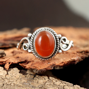 Carnelian Gemstone Midi <b>Ring</b> 925 <b>Silver</b> Handmade <b>Statement</b> <b>Ring</b> for Women handmade Birthday Anniversary Gift <b>Ring</b> For Her - Product Image 2