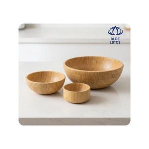 HIGH QUALITY Vintage Design Eco-Friendly Durable <b>Bamboo</b> Bowl for Noodle Soup Rice Salad Kitchen Serving <b>Table</b> Arrangement Ben - Product Image 1