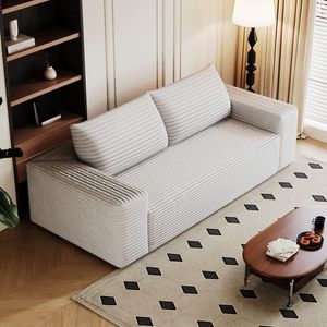 Set Divano in Tessuto Corduroy a 3 Pezzi da 180 cm, con Divanetto e Divano Lungo, Seduta Profonda, per Soggiorno, Camera da Letto, Sala Conferenze, 1 Pezzo, Nessun Montaggio Richiesto - Product Image 5