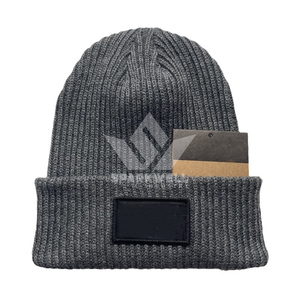 Bonnet unisexe blanc en tricot à revers, couleur unie, pour adulte, décontracté, 100 % acrylique, tricoté à la machine, chaud - Product Image 6