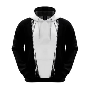 Men's Black White Color Blocking Hoodie Raglan Sleeve Sublimation Print Casual Breathable Knitted Hooded Sweatshirt Regular Fit - Product Image 1