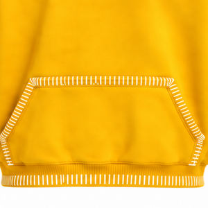 Sweat-shirt à capuche oversize effet vieilli avec bordure brodée dorée, surpiqûres contrastées, poche kangourou, coupe lourde, style streetwear - Product Image 6