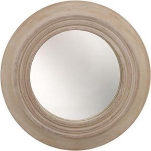 Miroir mural rond en bois blanc délavé au design fabuleux, style farmhouse, cadre en bois beige, miroir décoratif pour la maison - Product Image 1
