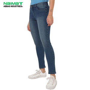 Jeans Ajustados de Cintura Alta para Mujer, Azul Oscuro, Corte Slim, Elásticos, Pantalones de Mezclilla, Largo al Tobillo, Casuales - Product Image 1