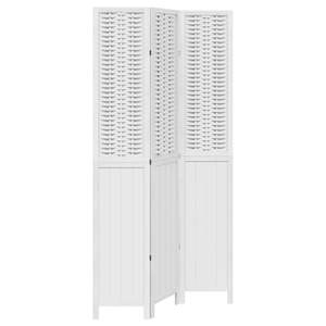 ฉากกั้นห้องไม้เนื้อแข็งสีขาว ไม้เพาโลเนีย 3 บาน ดีไซน์หรูหรา - Product Image 2