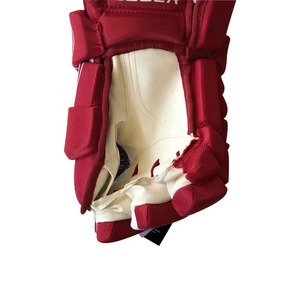 Gants de hockey sur glace professionnels pour hommes, 100% polyester, sangle élastique, rembourrés, noir, rouge, blanc, fermeture Velcro - Product Image 4