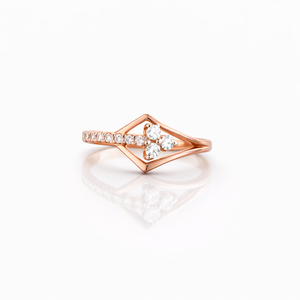 Bague de fiançailles élégante Namivaa Vmg60 en or rose 14 carats avec grappe de diamants, design géométrique à cadre ouvert, micro-incrustation, cadeau pour femme - Product Image 1