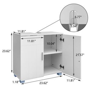 Mobile Bagno a Doppia Anta in Legno Massello con Specchio, da Terra, Bianco RT, Include Lavabo e Accessori - Product Image 6