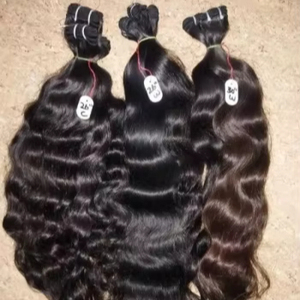 Extensiones de cabello virgen Remy indio crudo Natural 100%, superventas, máquina de trama de encaje de templo a granel, estilo ondulado de trama Doble - Product Image 1