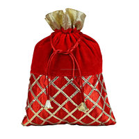 Sacs Potli dorés en brocart faits à la main, couleurs assorties, pour l'emballage de bijoux, cadeaux de mariage, noix, cadeaux de Diwali, faveurs de Diwali