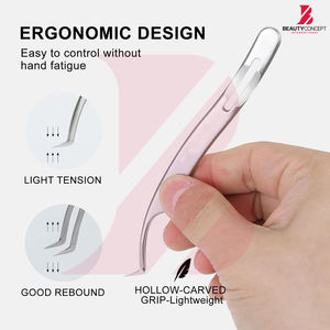 Pinces à cils en argent en gros, outils d'extension de cils en acier inoxydable de qualité supérieure, pinces d'isolation à pointe incurvée ultra-fine - Product Image 5
