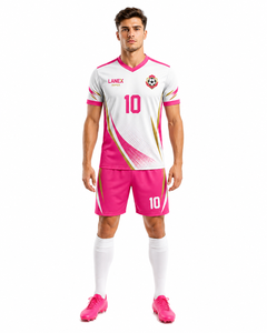 Conjunto de Uniforme de Fútbol Elegante, Diseño Blanco, Rosa y Dorado, Jersey y Pantalones Cortos de Alto Rendimiento para Entrenamiento de Club y Partidos Deportivos - Product Image 2