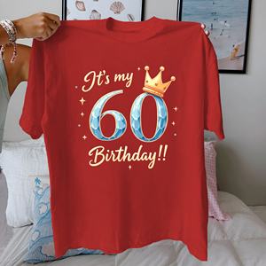 CROWN It s 60 Birthday เสื้อยืดผ้าฝ้ายแท้ของผู้หญิงใส่สบาย - Product Image 2