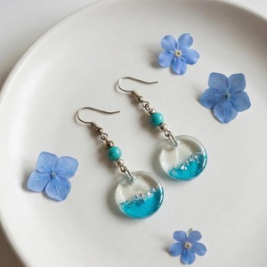 Pendientes de resina hechos a mano con cuentas de turquesa y discos de resina con diseño de océano, joyería de moda para mujer - Product Image 2