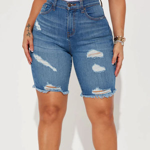 Shorts en jean pour femme à prix d'usine, décontractés, de haute qualité, taille haute, personnalisés, coupe droite, été, séchage rapide, imperméables, délavés - Product Image 1