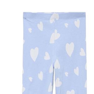 Leggings en coton bleu pastel pour filles, taille élastique, élasthanne, doux, extensibles, coupe ajustée, pantalon décontracté tendance pour enfants, à porter tous les jours en été - Product Image 5