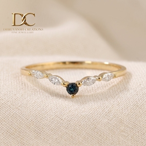 Anillo minimalista de lujo en oro amarillo macizo de 14 quilates con diamante cultivado en laboratorio y topacio azul de Londres para mujer, joyería fina para ocasiones especiales. - Product Image 3