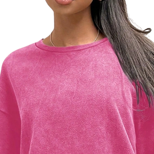Womens Breathable Solid Vintage Washed Look Oversized T Shirt Loose Fit Short Sleeve Crew Neck Casual Streetwear Plain <b>Top</b> - Product Image 6