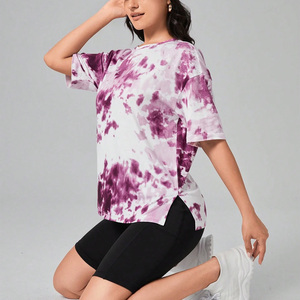 Custom Logo Womens Tie Dye T Shirts Stylish Casual Streetwear Apparel Soft Cotton <b>Tops</b> For Brand Promotion - Product Image 4