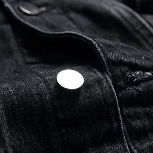 Veste en jean délavé noir pour homme, coupe droite décontractée, fermeture boutonnée simple, vêtement d'extérieur d'hiver coupe-vent et écologique - Product Image 5