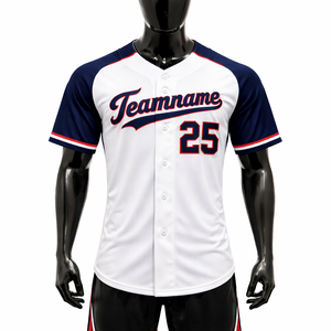 Camiseta de Béisbol/Sóftbol Sublimada Personalizada Profesional, Nombre del Jugador Impreso, Número, Botones, Uniforme de Equipo, 100% Poliéster - Product Image 1