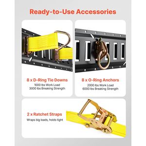 Kit di fissaggio E-Track da 8 pezzi: 36 binari e 2 cinghie a cricchetto, 8 O-ring, 8 accessori per il controllo del carico - Product Image 3