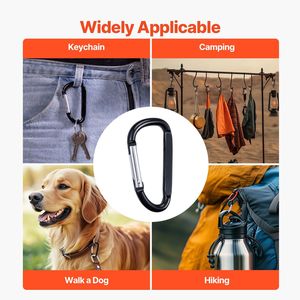 10 PCS Black Aluminum Alloy D Ring Carabiner 3.07\" Spring Snap <b>Hook</b> Keychain <b>Clip</b> Promotional Caribeaner for Cars - Product Image 3