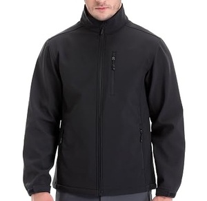 New Design Custom Men Sports <b>Black</b> Color Softshell <b>Jackets</b> Outdoor Rain Coats Thermal Chest Pockets Knitted Soft Shell <b>Jackets</b> - Product Image 1