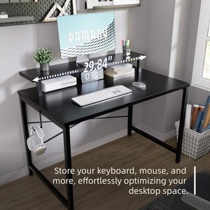 Scrivania per Computer da Ufficio Semplice da 32 Pollici con Supporto per Monitor e Gancio per Cuffie per Spazi Ristretti - Product Image 4