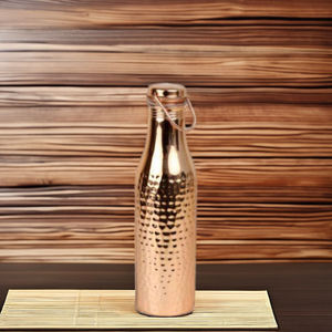 Bouteille d'eau classique en cuivre martelé, finition texturée, étanche, fabriquée à la main, réutilisable, avec bouchon en cuivre - Product Image 5