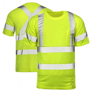 เสื้อยืดนิรภัยแขนสั้นสีเหลืองสะท้อนแสงสำหรับงานอุตสาหกรรม แบบ unisex พร้อมแถบสะท้อนแสงและกระเป๋าหน้าอก - Product Image 1