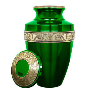 Pequeña urna verde de metal y latón para cremación de mascotas, recuerdo conmemorativo para cenizas de adultos, urna humana para decoración, grabado se vende por separado - Product Image 3