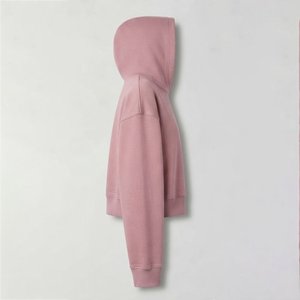 New Demand Custom Logo Women's Pink Hooded Zip-Up Sweatshirt Short Length Fleece Cotton Bamboo Fiber Autumn Winter Wear - Product Image 3