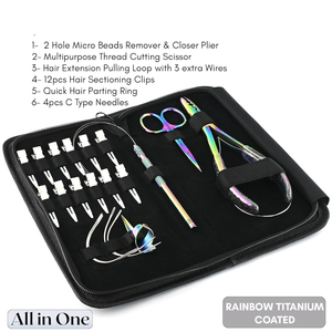 Multi-Functional Stainless Steel Hair <b>Extension</b> Kit Pliers <b>Micro</b> Rings Keratin Bond Removal Tools for Hair <b>Extensions</b> - Product Image 6
