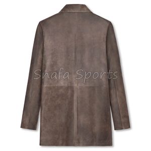Cowboy Man Leather <b>Jacket</b> Long Leather <b>Jacket</b> Men Original Cow <b>Suede</b> Leather <b>Jacket</b> Closure type Botton - Product Image 3
