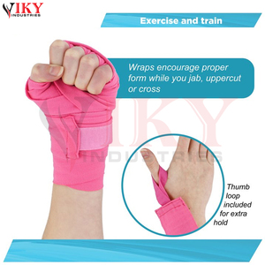Vendas de Boxeo Elásticas de Algodón Rosa Claro con Logotipo Personalizado, para Mujeres, Fitness, Artes Marciales, Protección de Muñecas - Product Image 4