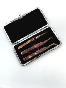Juego de Pinzas para Pestañas de Acero Inoxidable, Herramientas de Precisión, Estuche Metálico, Puntas Curvas y Rectas para Extensiones de Pestañas - Product Image 6