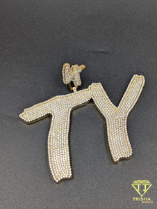 Moissanite Diamond Iced Out TY Letter <b>Pendant</b> Hip Hop Custom <b>Initial</b> Chain Luxury Bling Jewelry Gift - Product Image 5