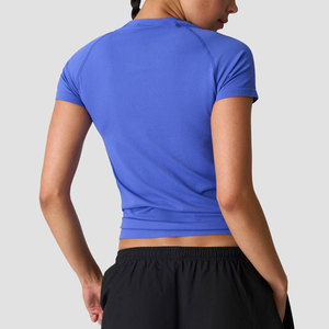 Camiseta de entrenamiento para mujer, holgada, estilo urbano, de largo recortado, con hombros caídos, de tejido grueso, diseño personalizado en blanco - Product Image 2