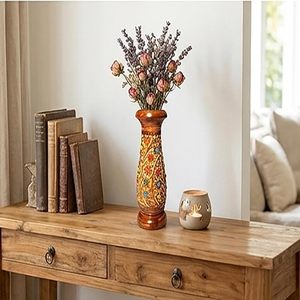 Decorative Art Deco Wooden Floral Vase with <b>Round</b> Shape for Living Room <b>Console</b> <b>Table</b> Home Decor - Product Image 1