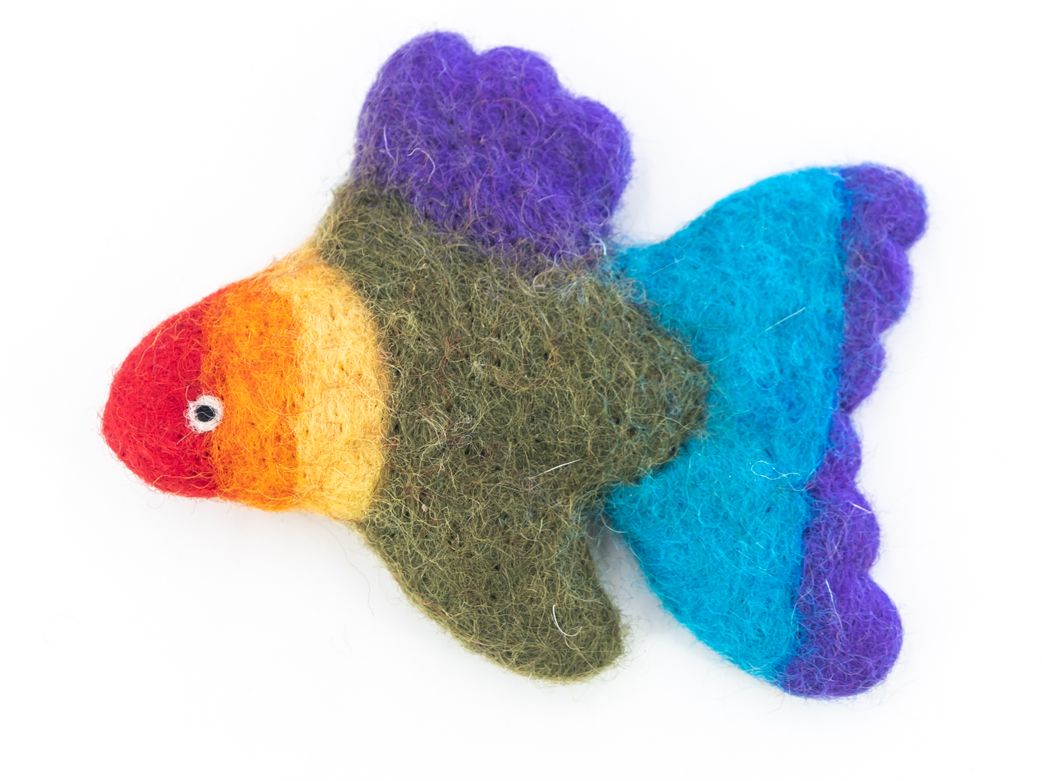 Juguete de pez de fieltro hecho a mano y colorido