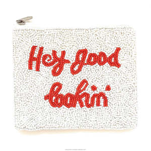 Bolsa de Mano Tipo Clutch Hecha a Mano con Cuentas Vintage, Unisex, Anti-Robo, Suave, Grande, con Cremallera Personalizada para Viajes y Fiestas, Letras Rojas, Regalo - Product Image 1