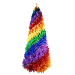 Albero di Natale Artificiale a Spirale Arcobaleno in PVC da 180 cm, 1248 Punte di Rami, Design Unico a L Pieno, Colorato per Decorazioni Natalizie - Product Image 3