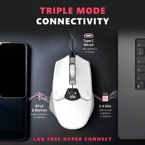 เมาส์เกมมิ่งไร้สาย Banshee 2 รุ่นใหม่ล่าสุด เซ็นเซอร์ PAW3395 ไฟ LED Backlit ระบบติดตามแบบออปติคอล รองรับการเชื่อมต่อ 3 โหมด (2 BT 2.4G แบบมีสาย) ปุ่มกด 6 ปุ่ม - Product Image 2