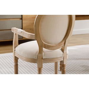 Ensemble de 2 chaises de salle à manger en bois massif de style français couleur crème - Product Image 4