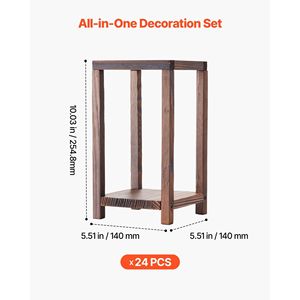 Set di 24 Lanterne Rustiche in Legno di Cedro e Plastica, Portacandele Decorativi per Matrimoni e Tavoli - Product Image 4