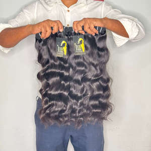 Paquete de Extensiones de Cabello Humano Natural de Templo Indio, Cabello Virgen Ondulado Natural Sin Procesar de Proveedores de Cabello Crudo - Product Image 1