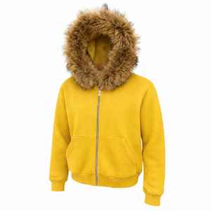 Sudadera con capucha de forro polar de piel sintética bordada premium con cremallera, diseño personalizado serigrafiado, estilo urbano, corte holgado, sudadera con capucha corta con cremallera - Product Image 1