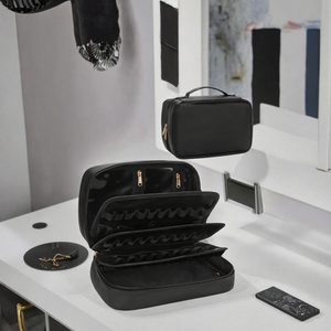 Custom Logo Cosmetic Bags Portable Travel <b>Makeup</b> Organizer <b>Case</b> with Zipper, Waterproof Luxury Toiletries Pouch Bags - Product Image 2